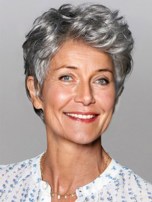 Wigs For Women Salt And Pepper Cropped Wavy Grey Wigs