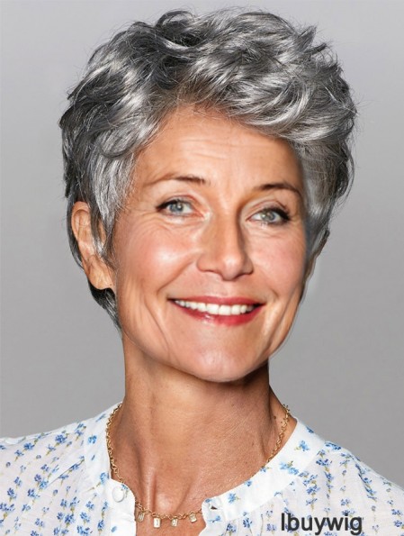 Wigs For Women Salt And Pepper Cropped Wavy Grey Wigs