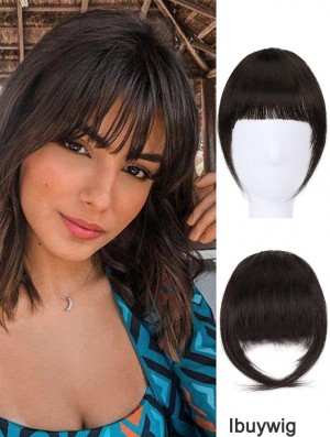 Human Hair Clip in Bangs Real Human Hair Extensions Clip in French Bangs Fringe with Temples Clip on Fringe Bangs Hair Pieces for Women