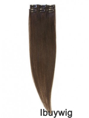 Popular Brown Straight Remy Human Hair Clip In Hair Extensions