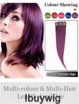 Convenient Black Straight Remy Human Hair Clip In Hair Extensions