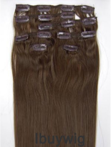 Perfect Brown Straight Remy Human Hair Clip In Hair Extensions