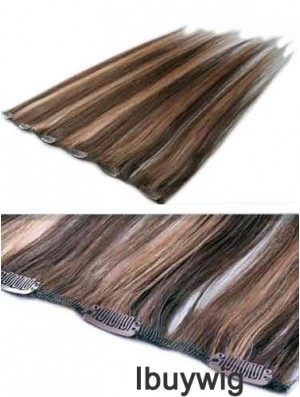 High Quality Brown Straight Remy Human Hair Clip In Hair Extensions