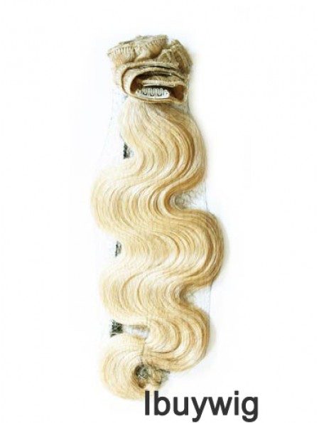 Stylish Blonde Wavy Remy Human Hair Clip In Hair Extensions