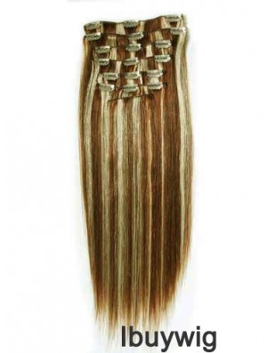 New Brown Straight Remy Human Hair Clip In Hair Extensions