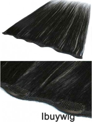 Popular Black Straight Remy Human Hair Clip In Hair Extensions