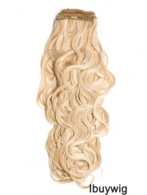 Curly Remy Human Hair Blonde Stylish Weft Extensions