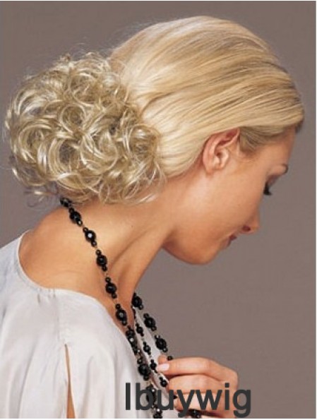 Ideal Blonde Curly Synthetic Clip In Hairpieces