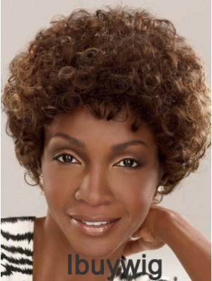 Capless Short Brown Layered Brown Synthetic Afro Kinky Hairstyles