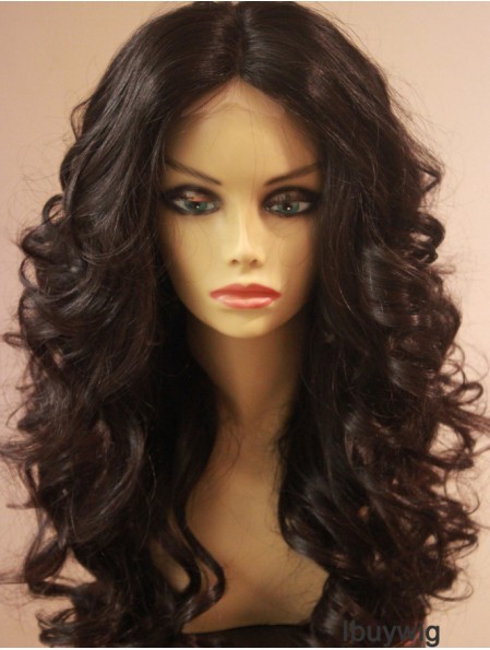 Long Brown Wavy Human Hair Lace African American Wigs