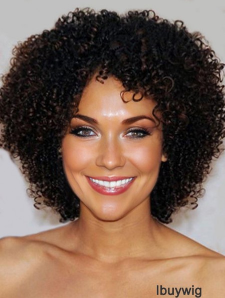 Kinky Short Human Hair Wigs For Black African American Women With Lace Front