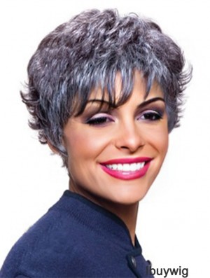 Synthetic Online Short Wavy Grey Wigs