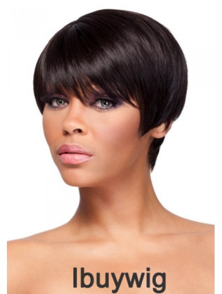 Cropped Auburn Straight Boycuts Gorgeous African American Wigs