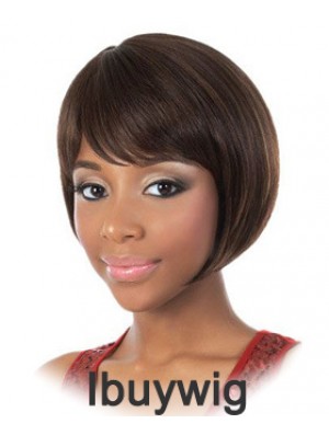 Chin Length Brown Straight Bobs Fashion African American Wigs