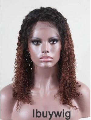 Shoulder Length Curly Without Bangs Full Lace 14 inch Comfortable Black Women Wigs