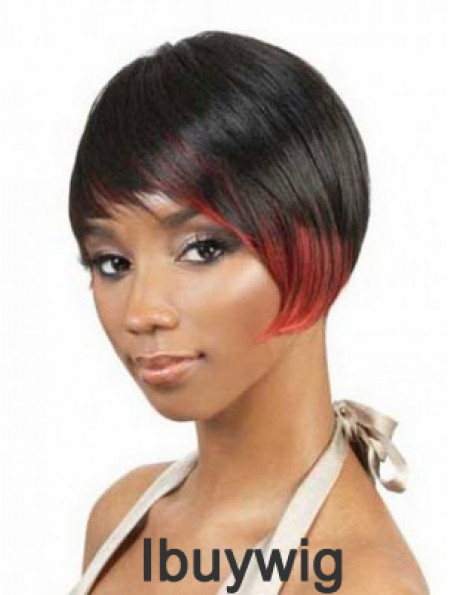 Short Black Straight Layered Fashionable African American Wigs