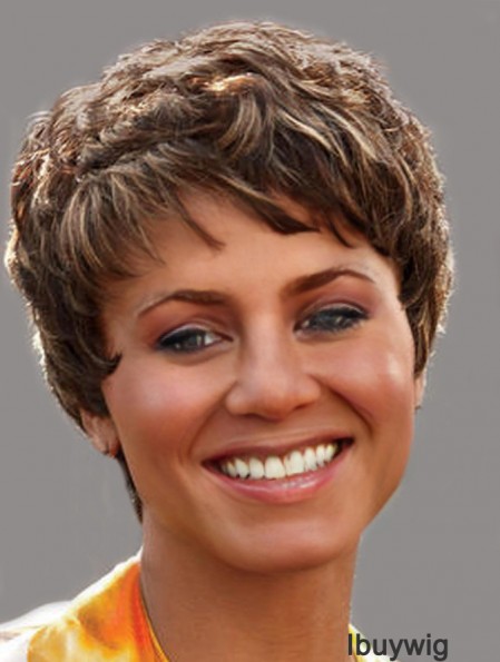 Cropped Brown Curly Boycuts Affordable African American Wigs