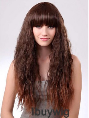 Long Ombre/2 Tone Curly With Bangs Suitable African American Wigs