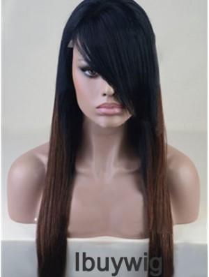 Long Straight With Bangs Full Lace 26 inch Stylish Black Women Wigs