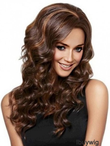 Wavy With Bangs Lace Front Best 26 inch Auburn Long Wigs