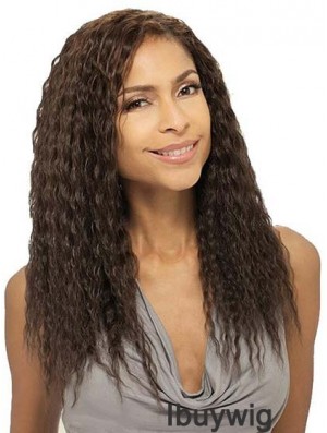 Long Brown Wavy Without Bangs Soft African American Wigs