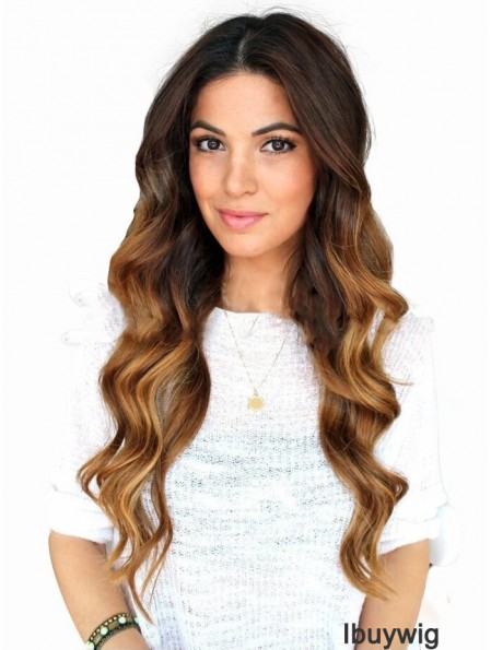 Long Ombre/2 Tone Wavy Without Bangs Beautiful African American Wigs
