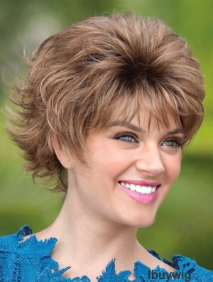 Layered Brown Wavy 5inch Short Synthetic Wigs For Women