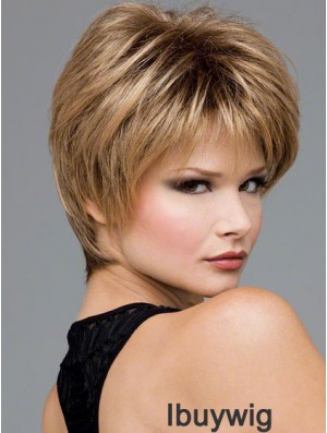 Short Wavy Boycuts Blonde Synthetic Wavy Lace Front Wigs