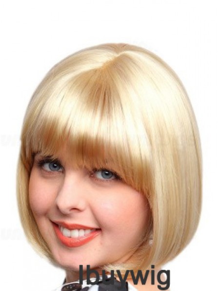 Chin Length Bobs Straight Blonde Affordable Synthetic Wigs