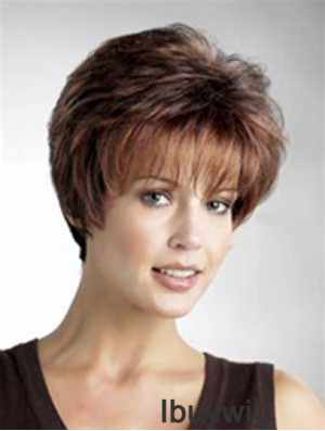 Good 8 inch Straight Auburn Layered Short Wigs