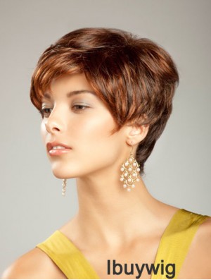 Short Synthetic Hair Wig Boycuts Short Length Auburn Color