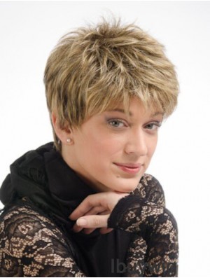 Modern 6 inch Straight Blonde Boycuts Short Wigs