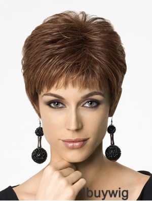 Straight Boycuts 6 inch Auburn Fashionable Synthetic Wigs