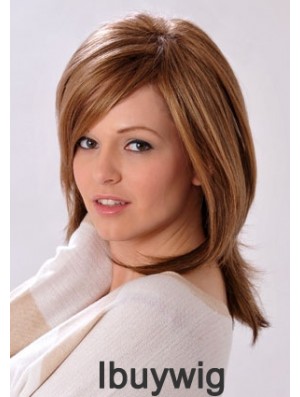 Shoulder Length Layered Straight Brown Convenient Synthetic Wigs