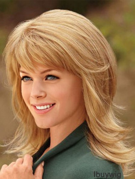 Shoulder Length With Bangs Straight Blonde Best Synthetic Wigs