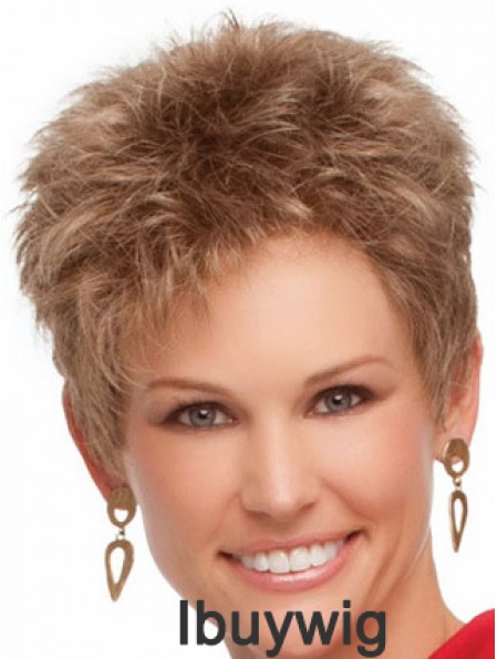 Cropped Boycuts Wavy Blonde Suitable Synthetic Wigs