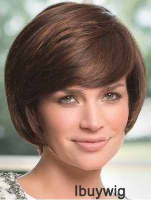 Wavy Chin Length Brown 8 inch Lace Front Perfect Bob Wigs