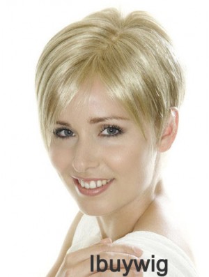 Soft Blonde Cropped Straight Boycuts Lace Front Wigs