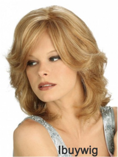Blonde Shoulder Length Wavy Layered 100% Hand-tied Wig Store Online