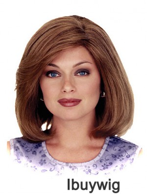 Straight Shoulder Length Auburn 12 inch 100% Hand-tied Ideal Bob Wigs