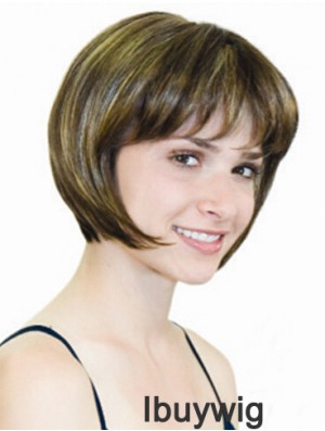 Straight Chin Length Blonde 10 inch Monofilament Convenient Bob Wigs