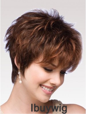 Auburn Wig Boycuts Auburn Color Short Length Wavy Style