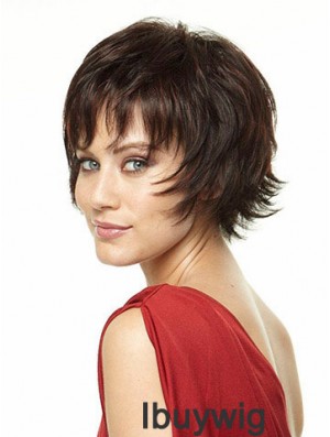 Layered Straight Brown Capless New Short Wigs