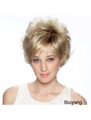 8 inch High Quality Curly Layered Blonde Short Wigs