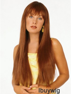 Good Auburn Straight With Bangs Capless Long Wigs