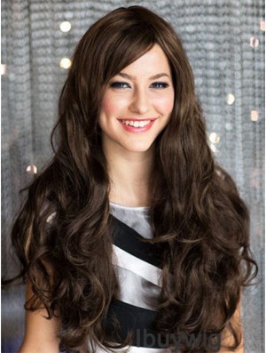 Beautiful Brown Wavy With Bangs Capless Long Wigs