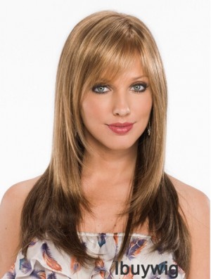 New Blonde Straight With Bangs Capless Long Wigs