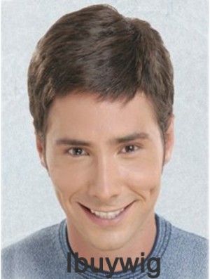 Brown Short Straight Synthetic Lace Front Best Mens Wigs