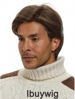 Monofilam Remy Human Short Brown Straight Man For Wig