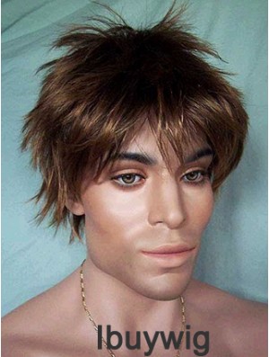 Lace Front Brown Short Straight Synthetic Man Lace Wig